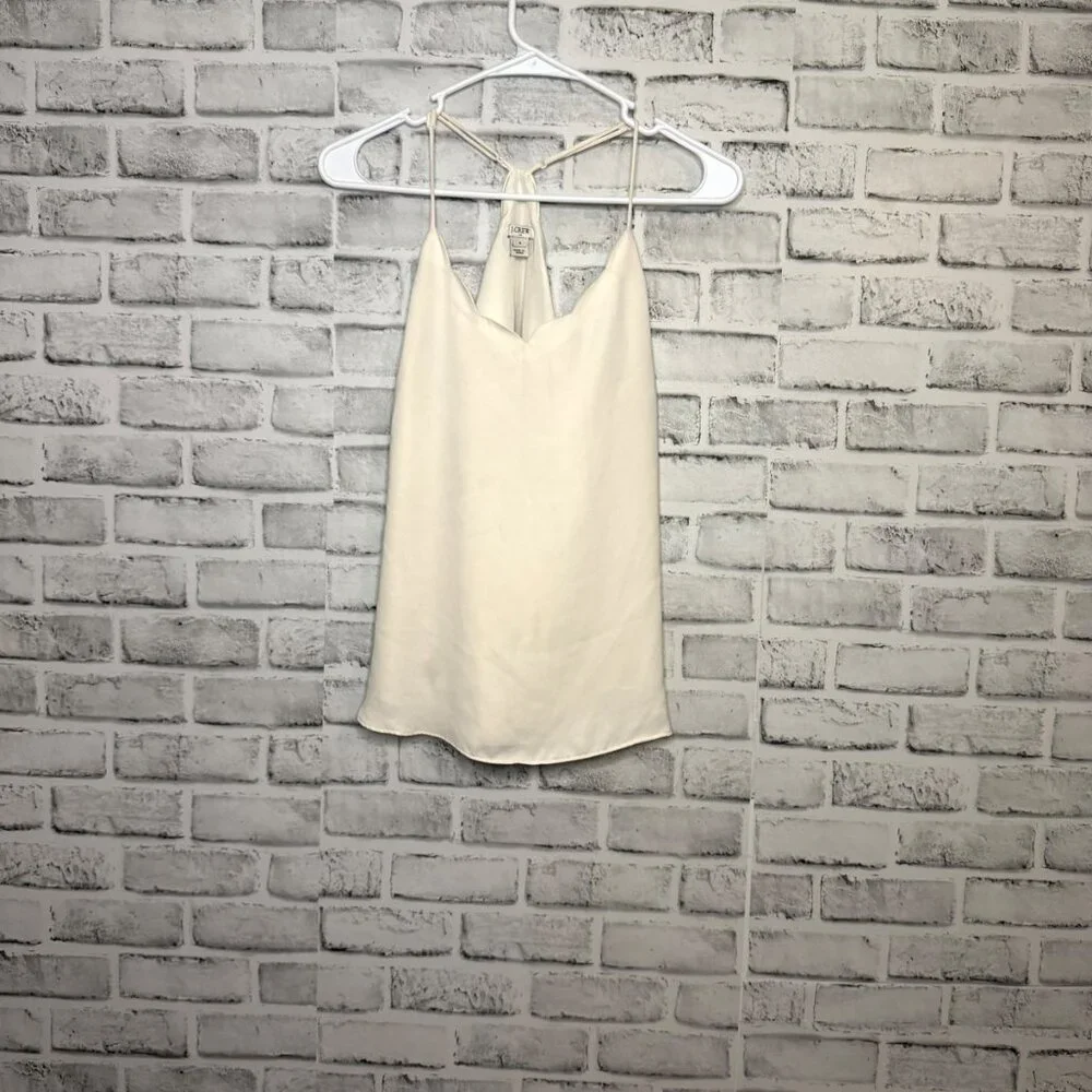 J CREW Scalloped Cami Tank Top Ivory Cream Racerback Spaghetti Blouse size 4 - Picture 3 of 10